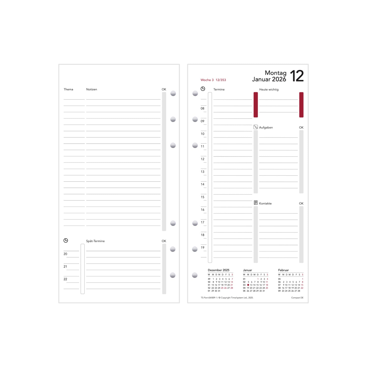 Compact Jahresinhalt mit Tagesplanung CH-DE 2026