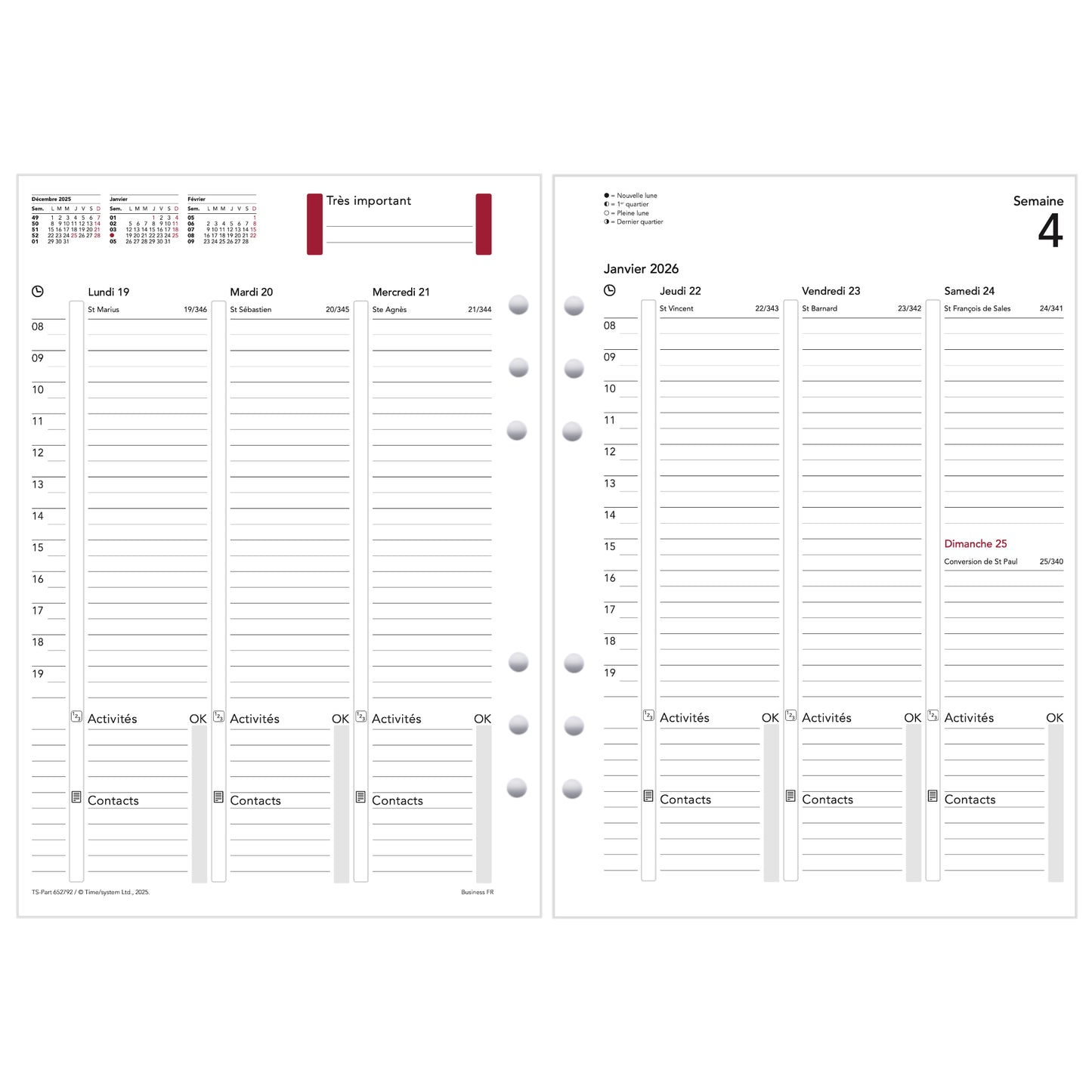 Business Recharge annuelle A5 2026 Plan hebdomadaire