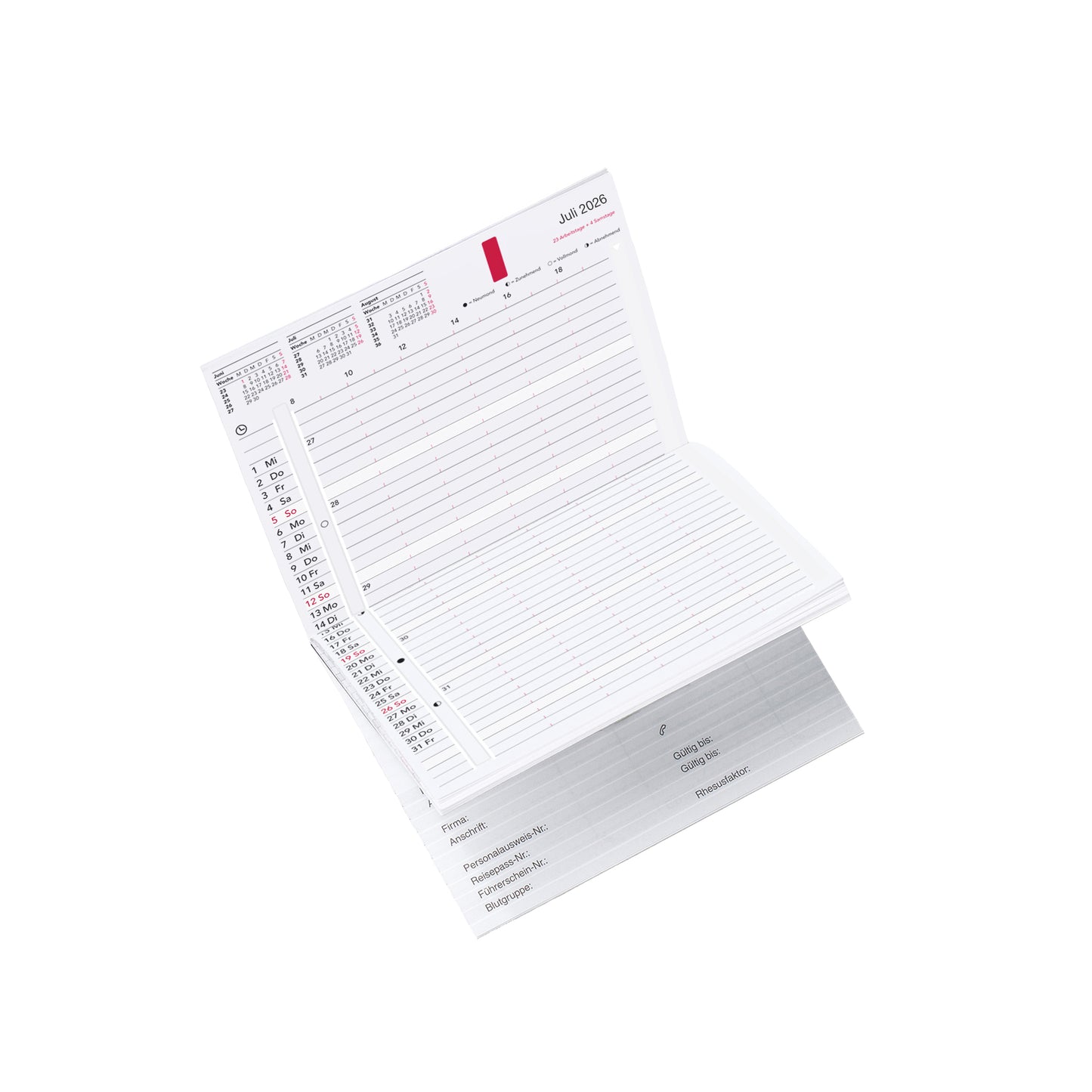 REM Taschenkalender zum Jahresinhalt 2026 DE