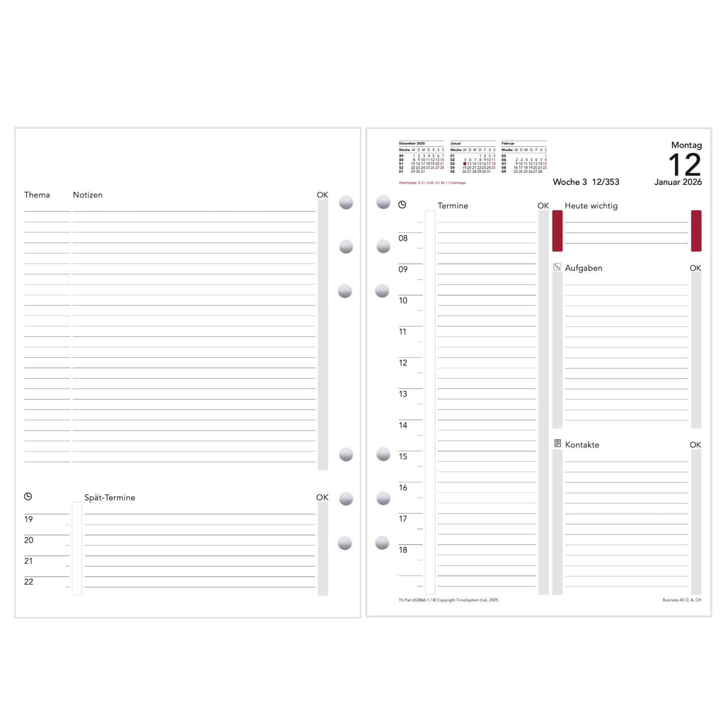Business A5 Jahresinhalt 2026 Tagesplan