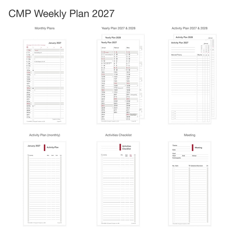 Compact Jahresinhalt 2027 Weekly Plan English
