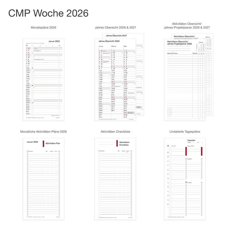 Compact Jahresinhalt mit Wochenplanung CH-DE 2026