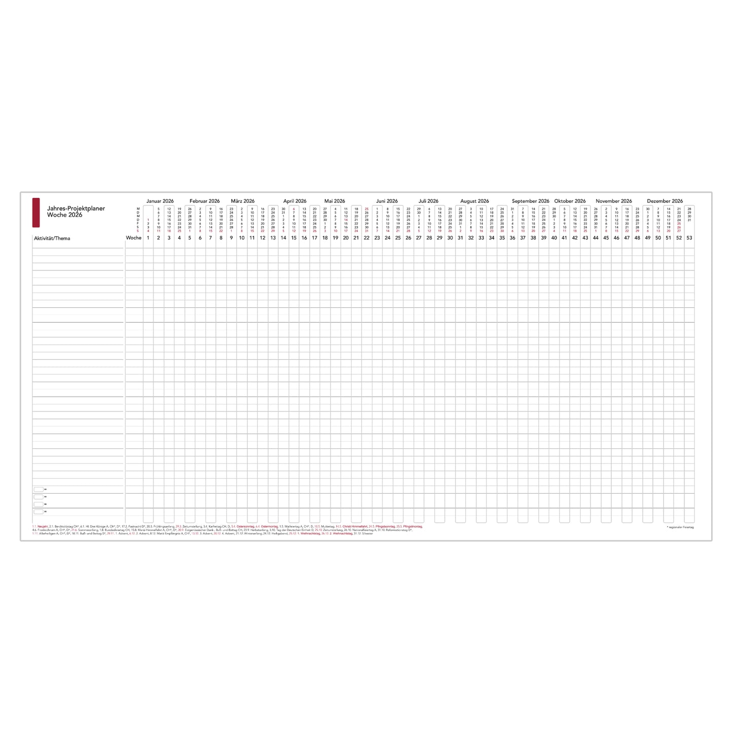 BUS Jahres-Projektplaner Woche 2026