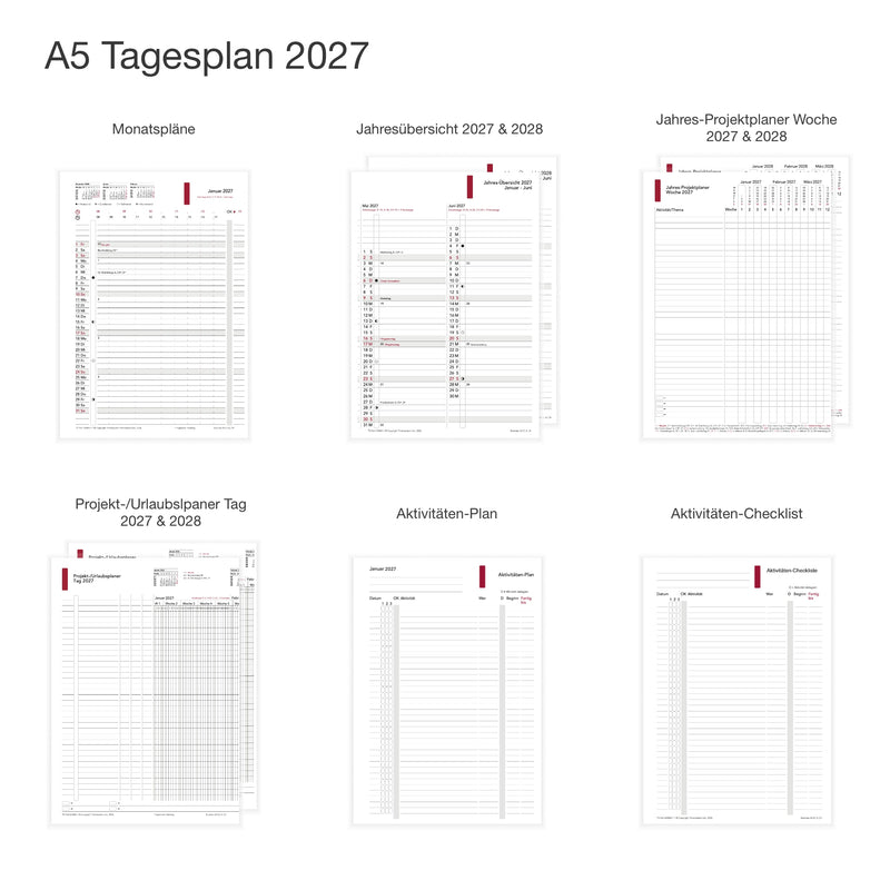 Business A5 Jahresinhalt 2027 Tagesplan